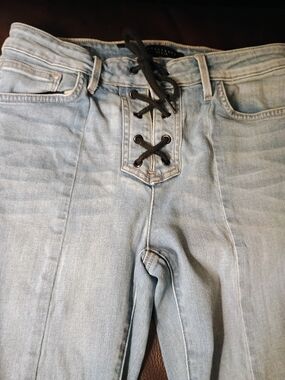 Light Wash Lace-Up Front Women’s Jeans